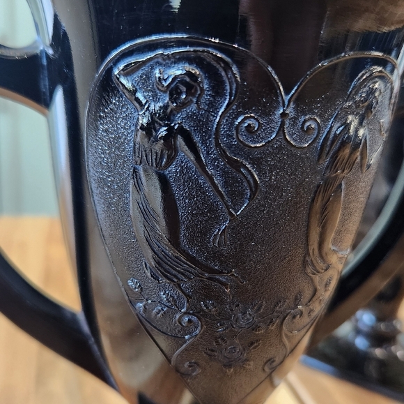 1930's Black Amethyst Glass Loving Cup Trophy Vase - Snake Dance - Picture 4 of 6
